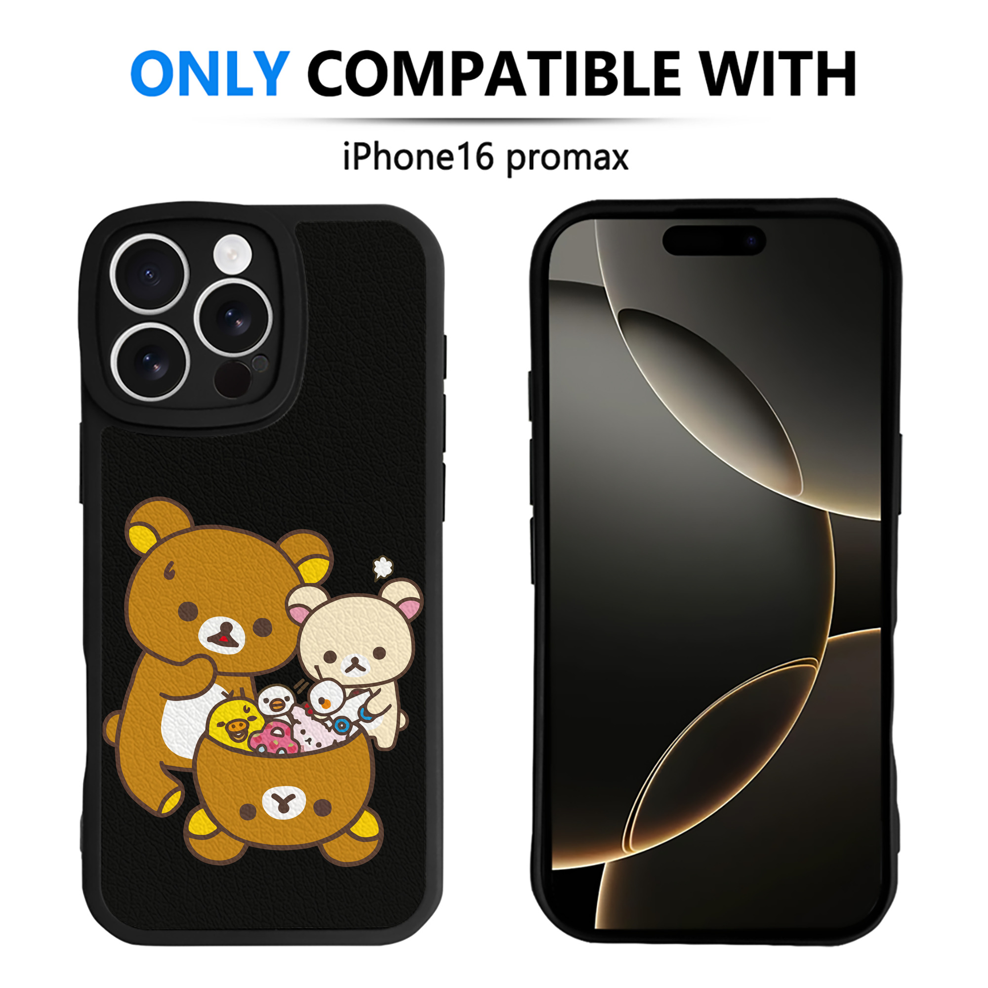 （画像用） リラックマ リラックマ キイロイトリ Rilakkuma Korilakkuma Kiiroitori 【iPhone 16シリーズ対応】シリコンスマホケース（レザー調） 材質：シリコン
